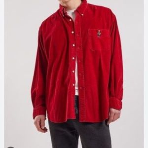 Vintage Ralph Lauren TEDDY BEAR Red Corduroy Button Down Shirt